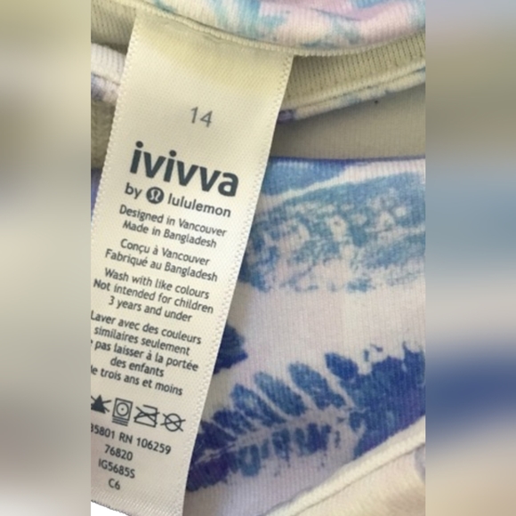 Ivivva by Lululemon Leggings Pastel Floral Blues & Purples w/ Mesh Sz 14 - Picture 4 of 4
